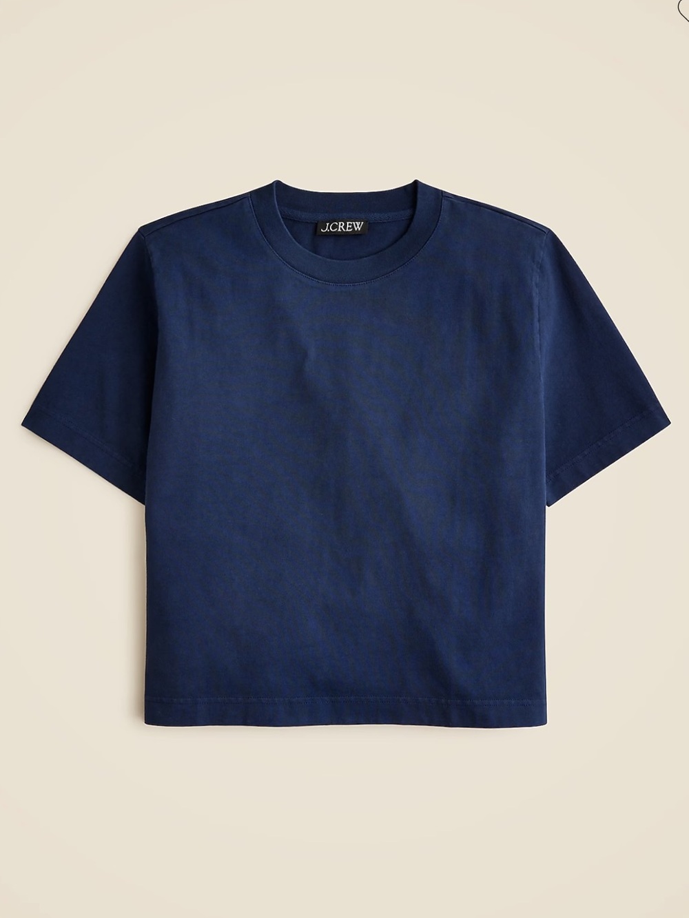 J.Crew Relaxed premium-weight cropped Navy Crewneck Tee